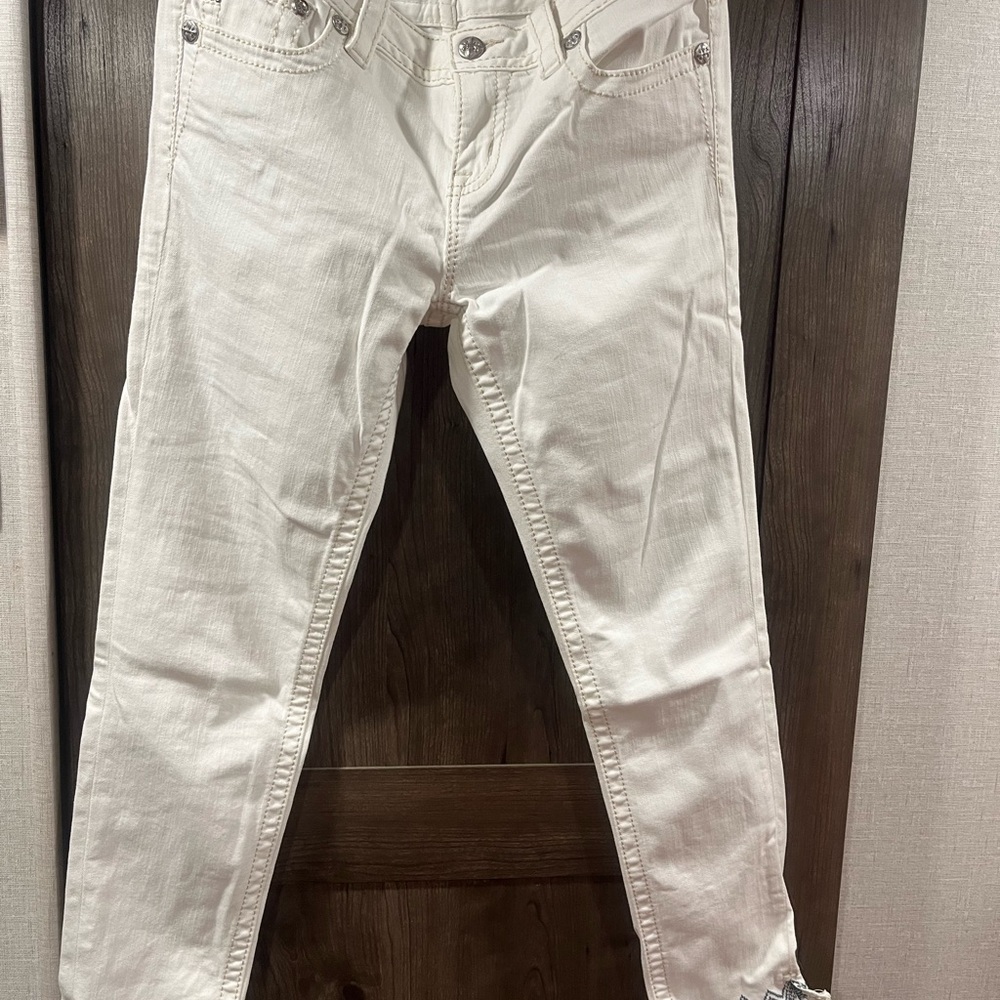 Miss Me Cream Ankle Skinny Jeans